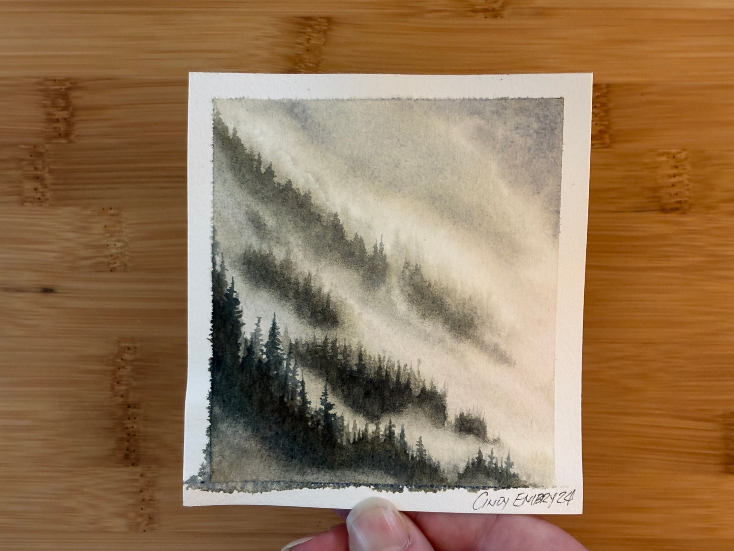 Mountain Side Mini Watercolor Painting