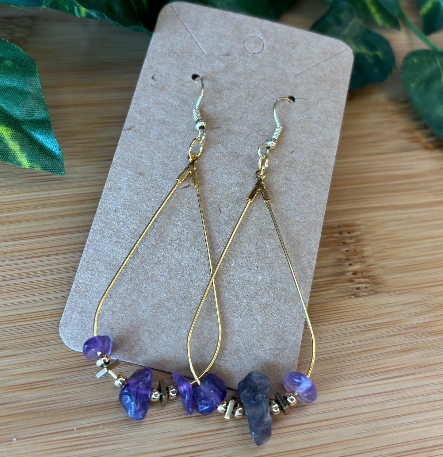 Amethyst on Large Teardrop Earrings