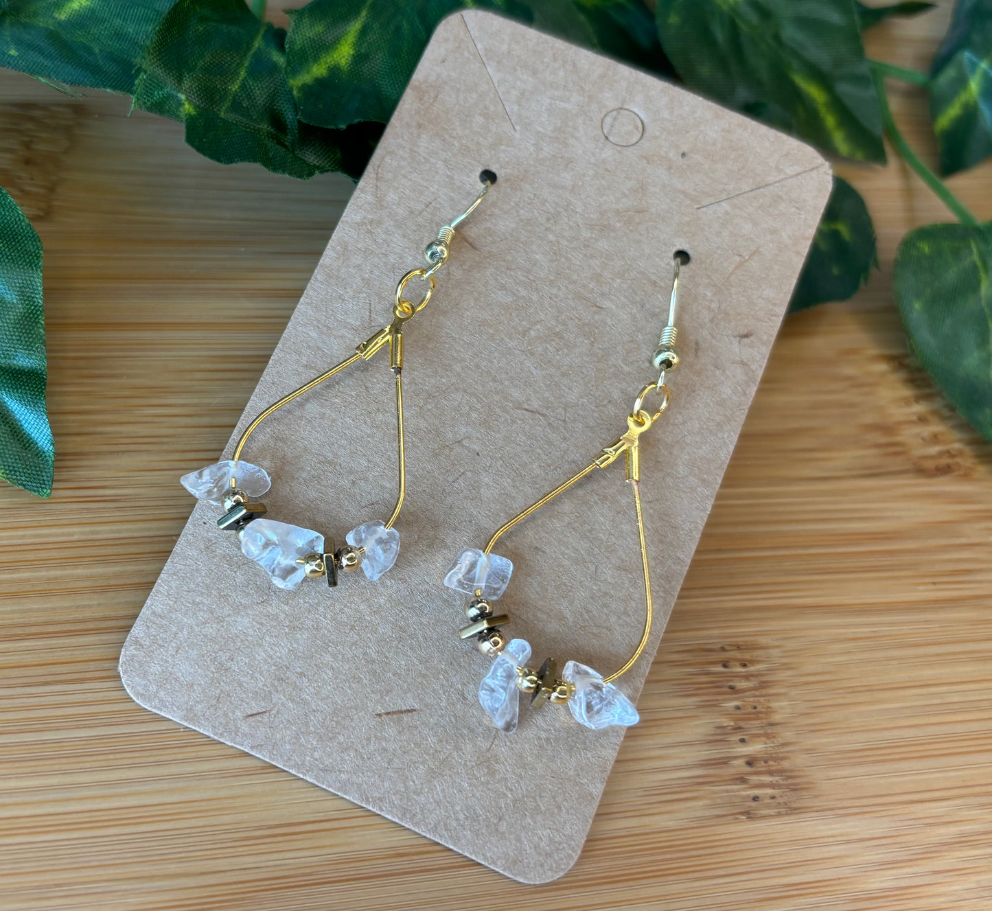 Quartz on Small Teardrop Earrings