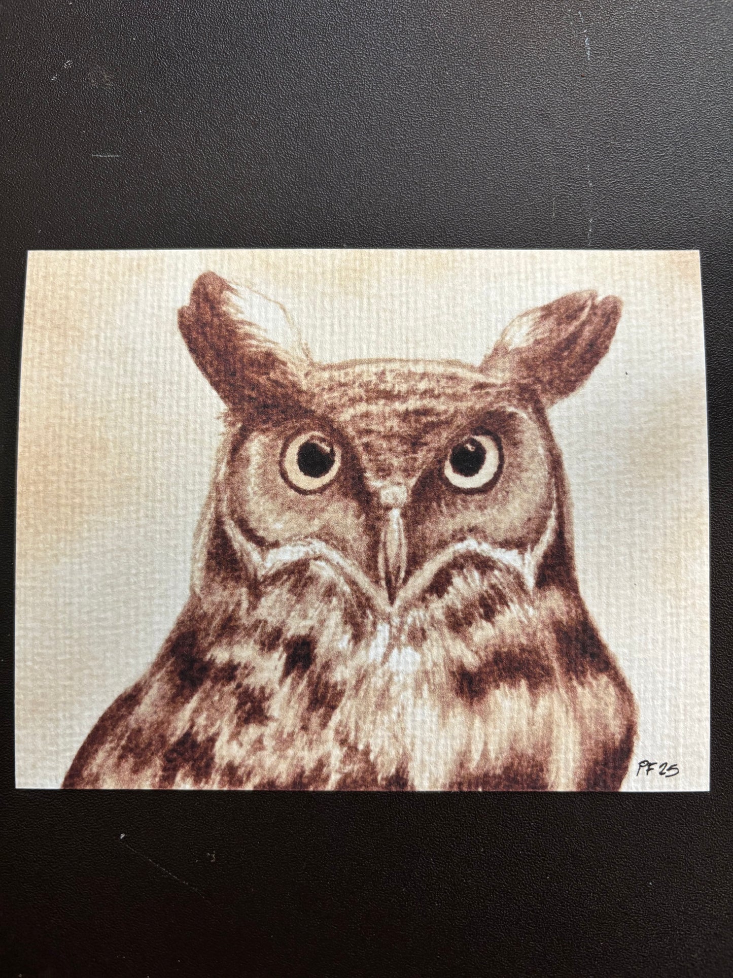 PRINT - Owl's Here Walnut Ink Painting