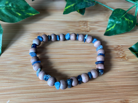 Kyanite & Natural Wood Bracelet