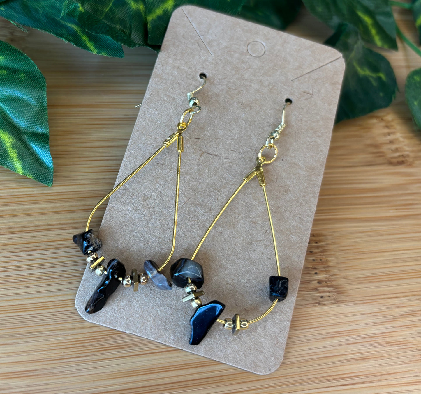 Onyx on Medium Teardrop Earrings