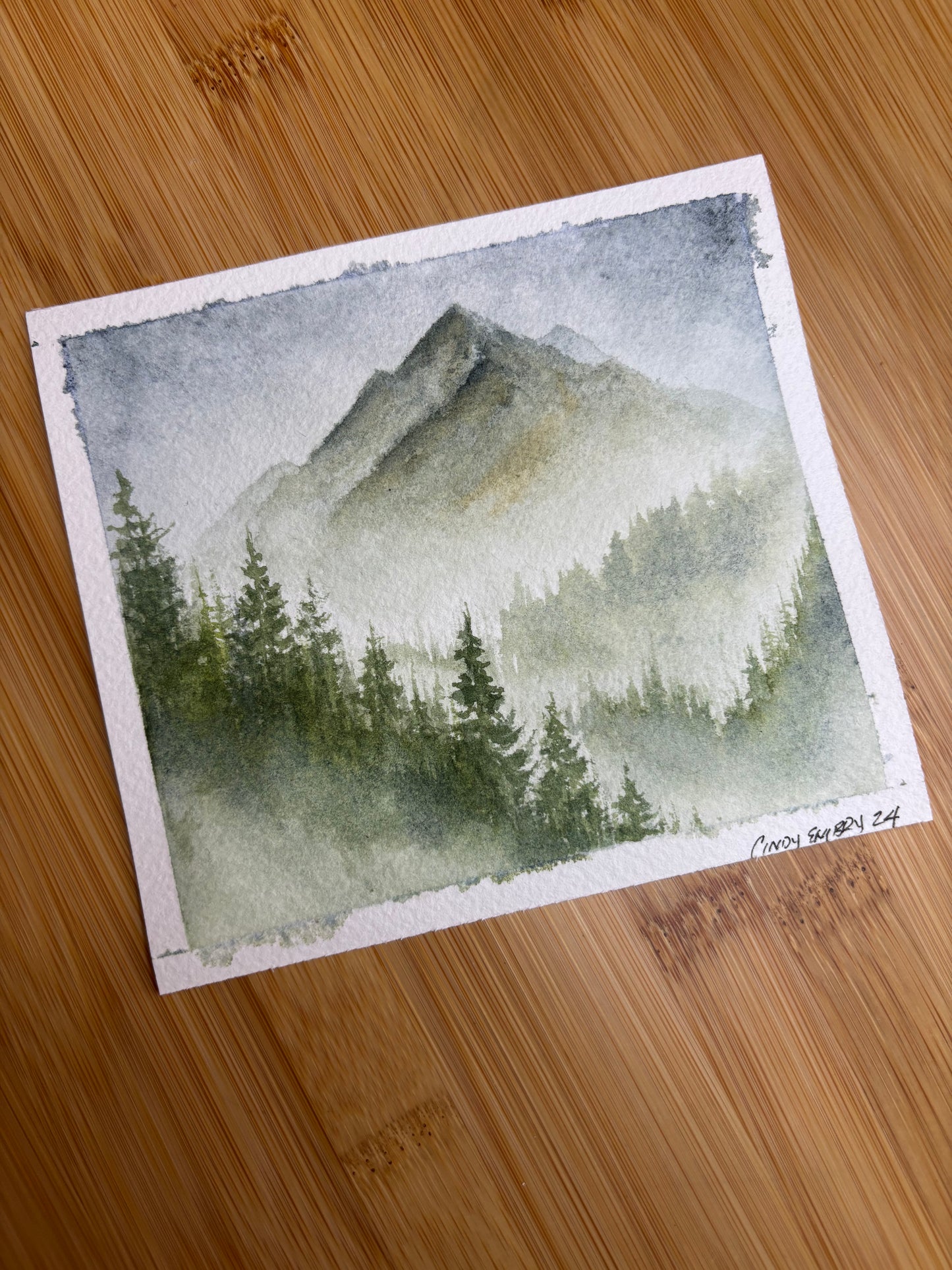 Forest Mountain Mini Watercolor Painting