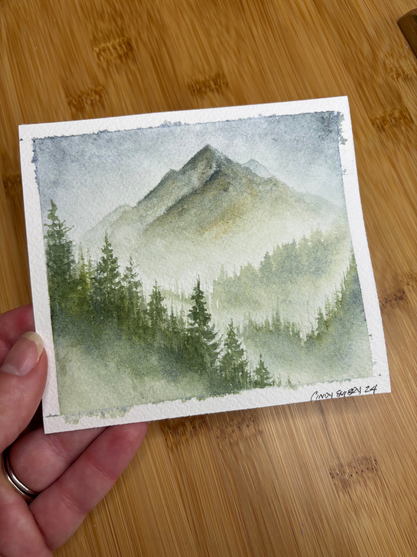 Forest Mountain Mini Watercolor Painting