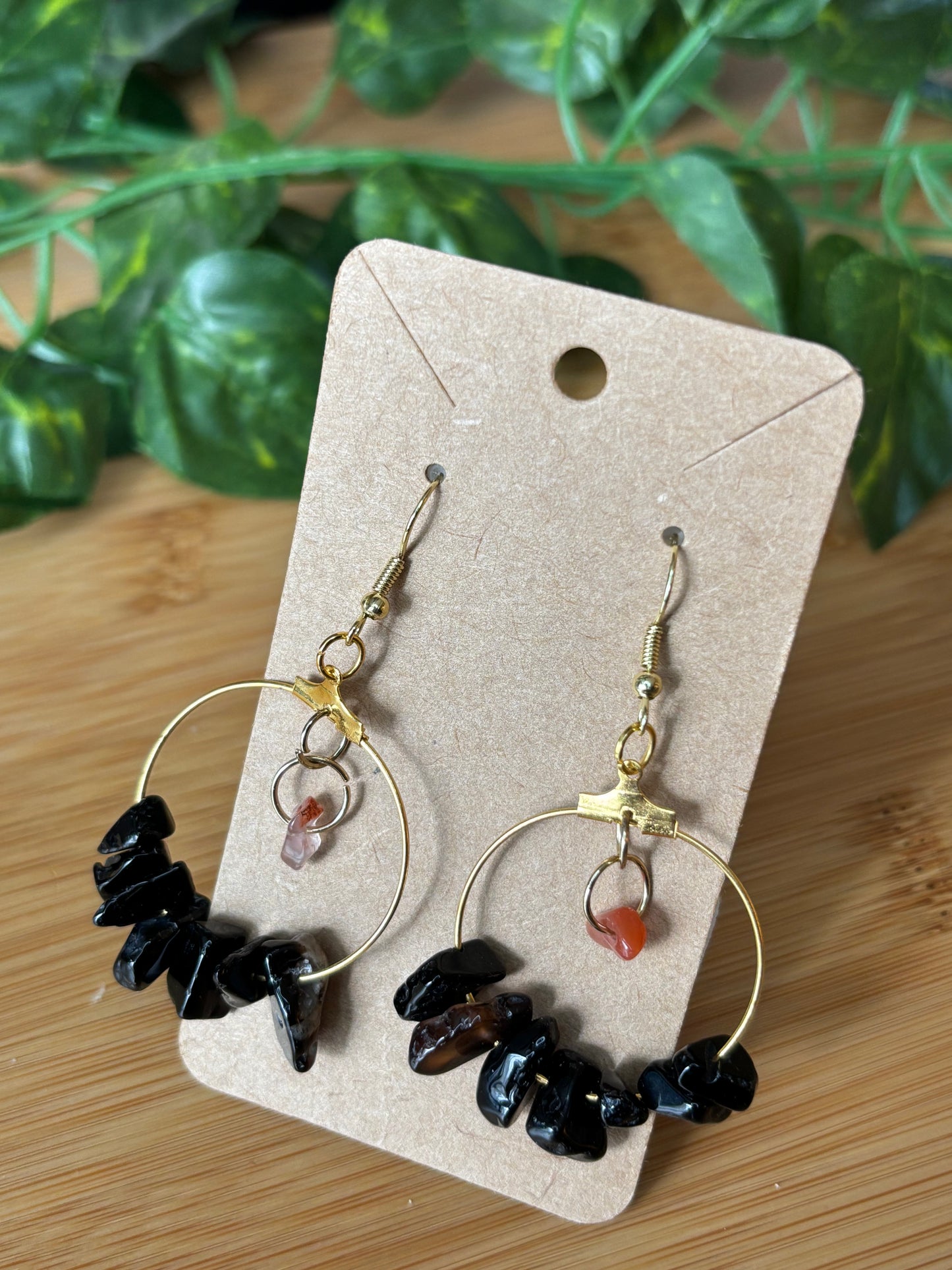 Obsidian & Red Jasper Earrings