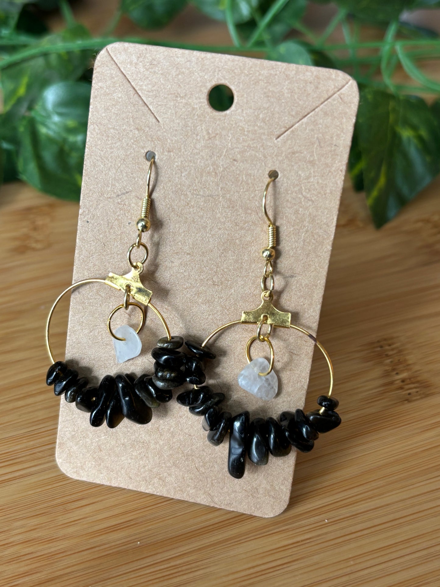 Obsidian & Moonstone Earrings