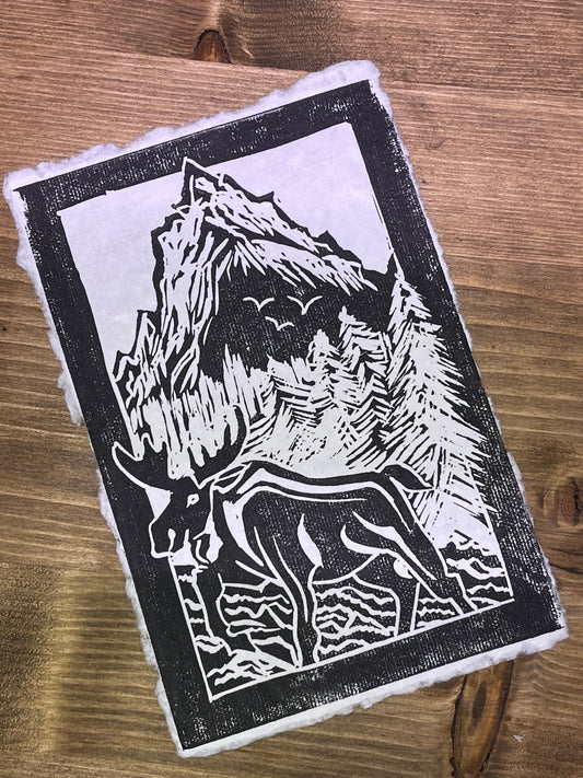 4x6 Linocut Print - Moose