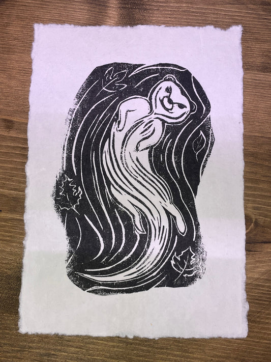 8.5x6 Linocut Print - River Otter